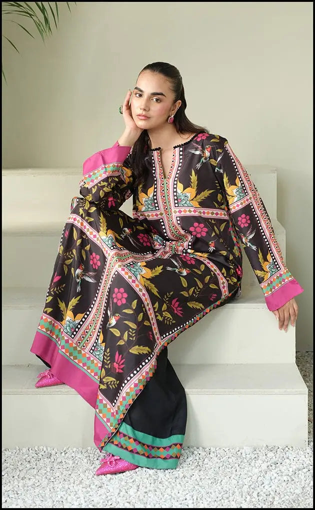 Stylish Women's Stitched 2 Pcs Printed Lawn Shirt & Trouser Set - image 1