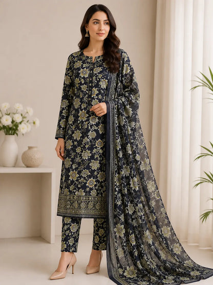 Chicken Kari Swiss Lawn 3 Piece Suit for Women - image 1