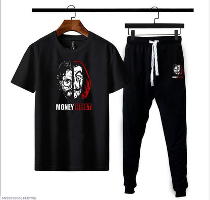 Men Micro Interlock Graphic Track Suit Black 2Pcs - image 4