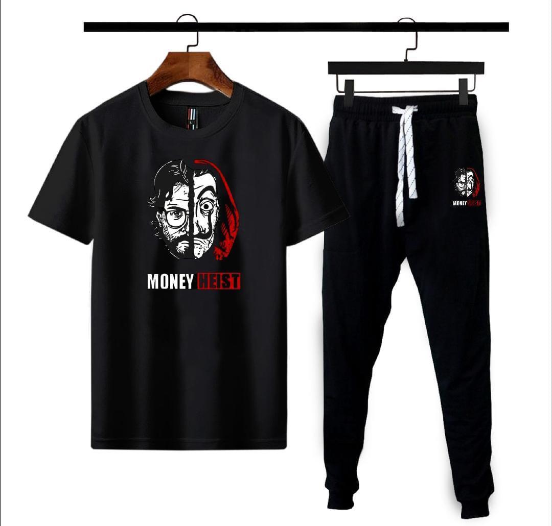 Men Micro Interlock Graphic Track Suit Black 2Pcs - image 1