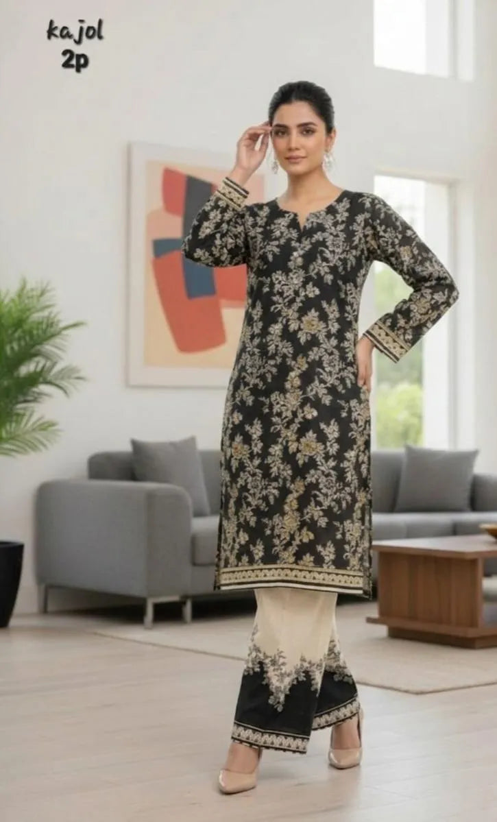 Arabic Lawn Printed 2Pc Kurta Set Multicolor - image 1