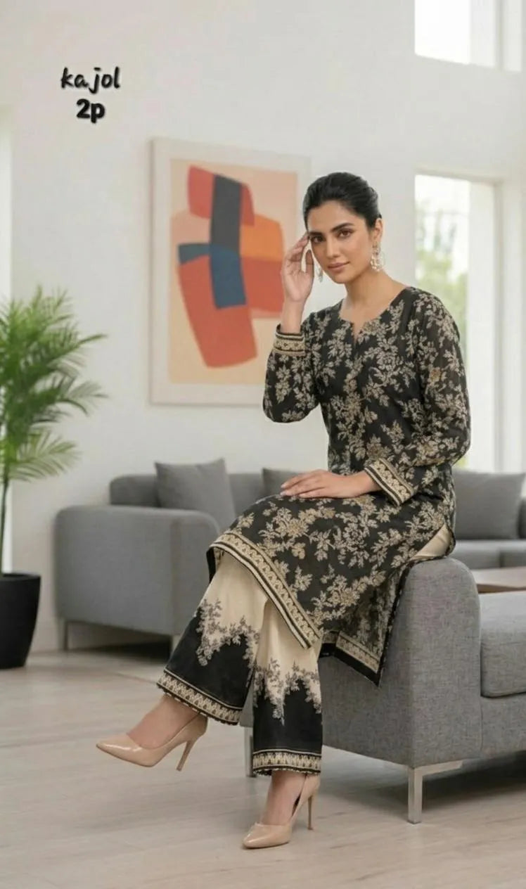 Arabic Lawn Printed 2Pc Kurta Set Multicolor - image 2