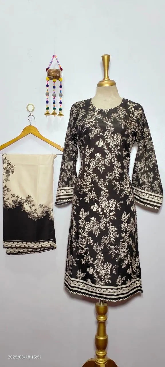 Arabic Lawn Printed 2Pc Kurta Set Multicolor - image 4