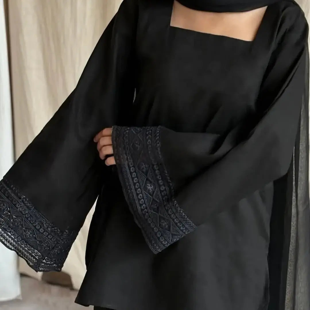 3 Pcs Women's Stitched trendy Farshi shalwar Cotton Lawn Embroidered Suit - image 3