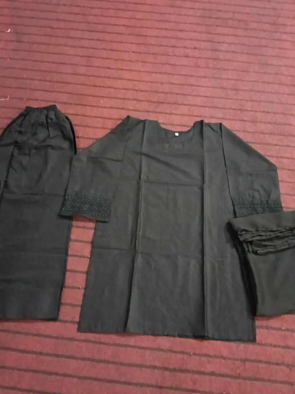 3 Pcs Women's Stitched trendy Farshi shalwar Cotton Lawn Embroidered Suit - image 5