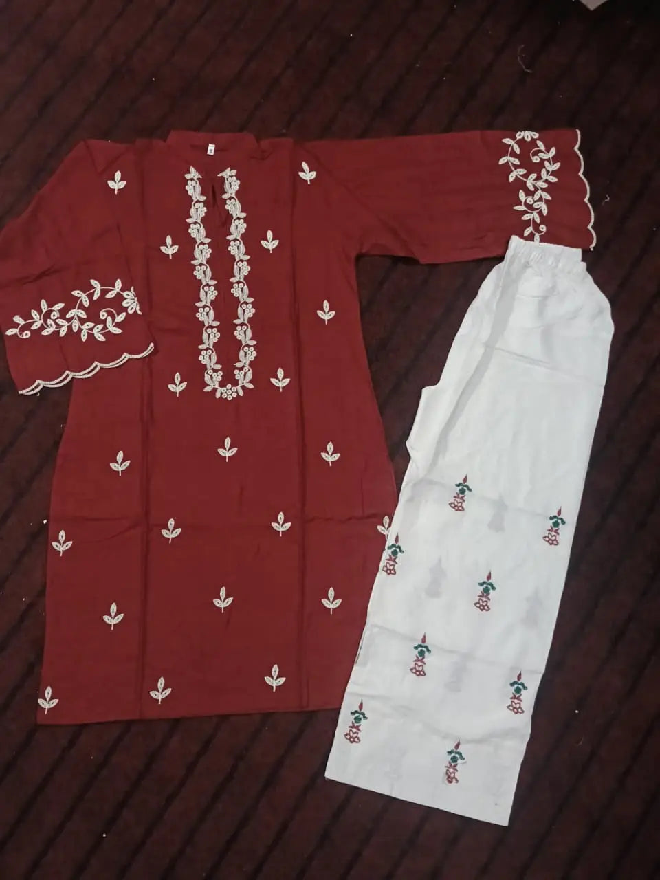 2 Pcs Women's Stitched Cotton Lawn Embroidered Shirt And Trouser - image 6