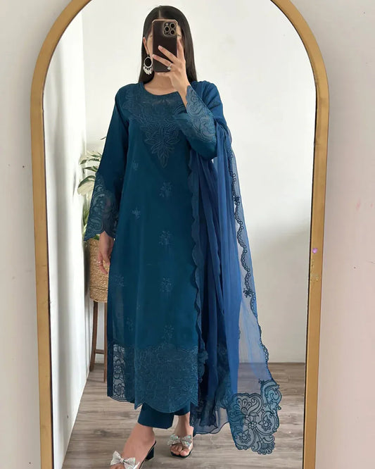 Mystic Glaze - 3 Piece Embroidered Lawn Cotton Suit - image 1