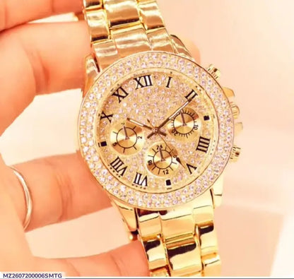 Luxury Golden Crystal Roman Dial Watch - image 1