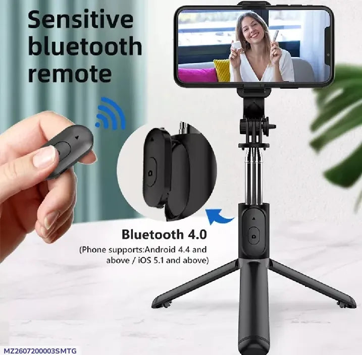 4 In 1 Selfie Stick Tripod With Bluetooth Connectivity Remote - image 1