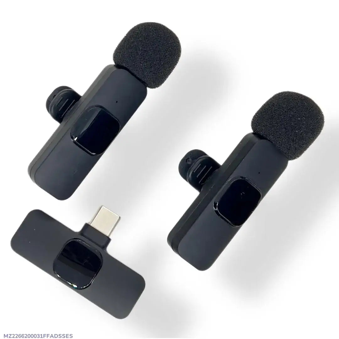 Latest K9 dual Wireless Vlogging Microphone Black Rechargeable - image 1