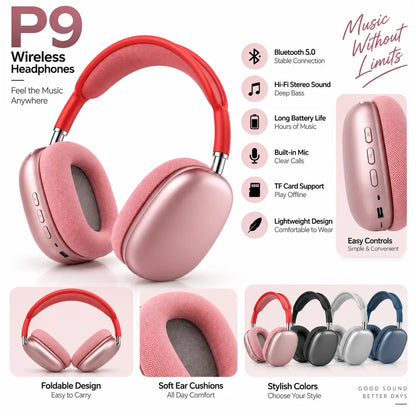 P9 Wireless Bluetooth Headphones - Stereo Sound, Deep Bass & Foldable Design - image 3