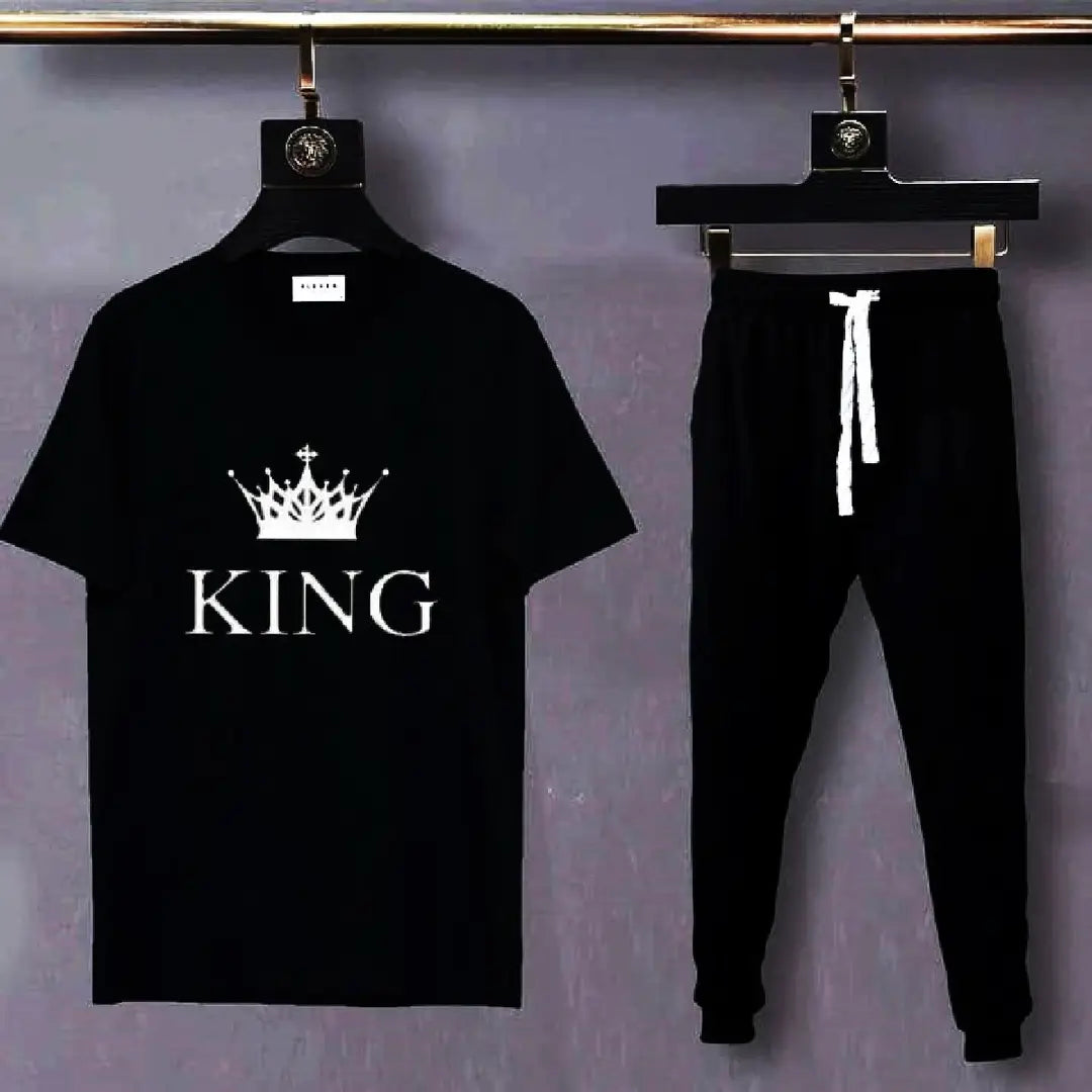 2 Pcs Men's Cotton Printed Track Suit - image 2