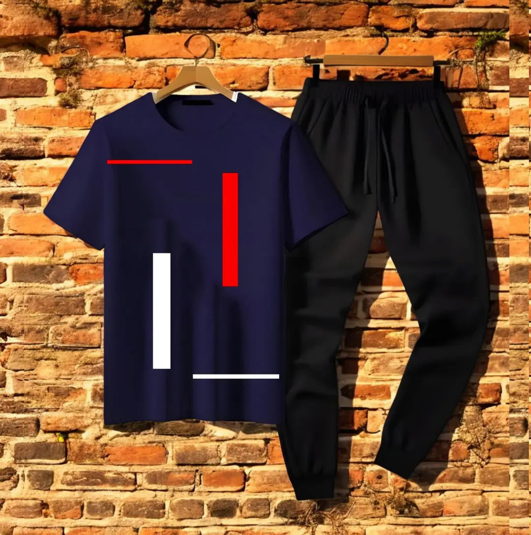 2 Pcs Men's Jersey Printed Track Suit - image 1