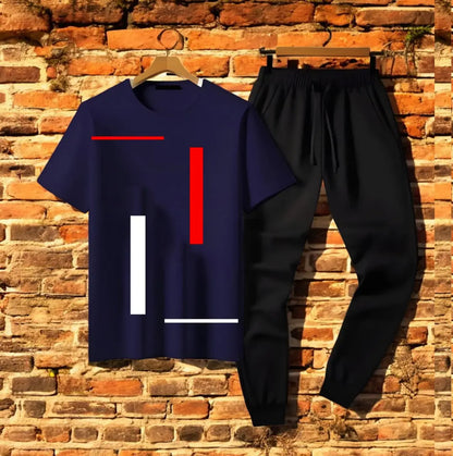 2 Pcs Men's Jersey Printed Track Suit - image 1