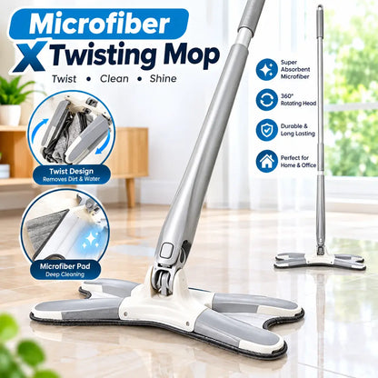 360° Rotating Head Microfiber X-Twist Mop