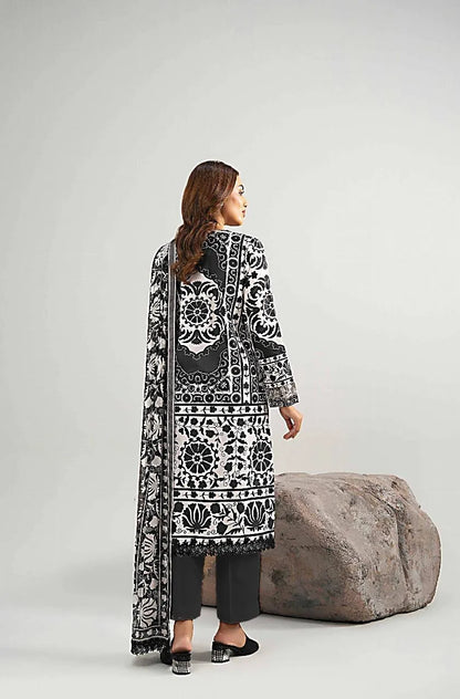 Black & White Printed 3-Piece Karandi Suit for Women - image 2