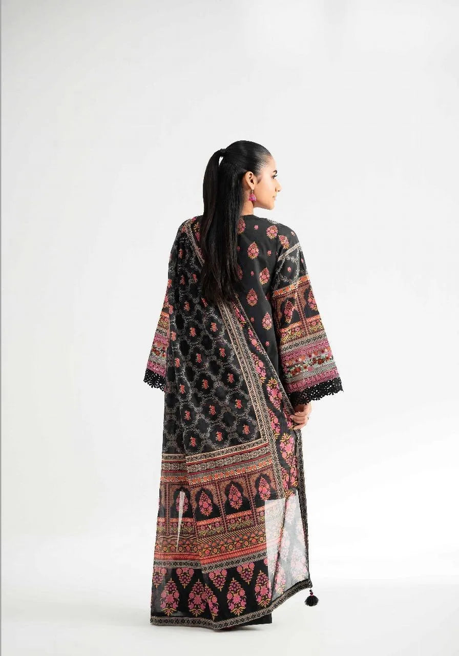 3-Piece Printed Linen Suit Black Pink Gold - image 3