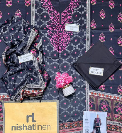 3-Piece Printed Linen Suit Black Pink Gold - image 4