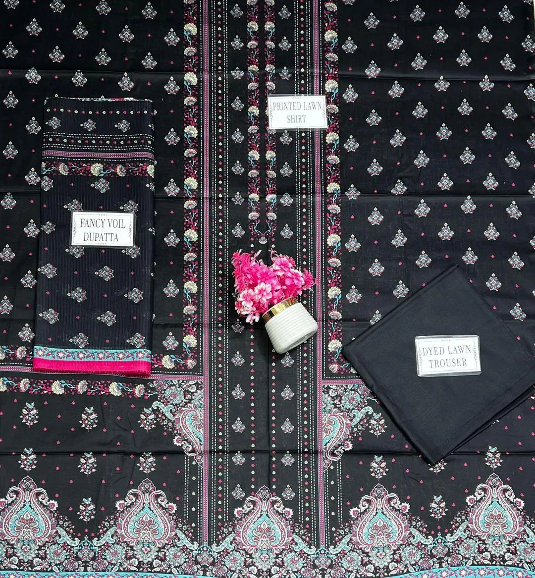 Black Embroidered Pajama Set for Women - image 5