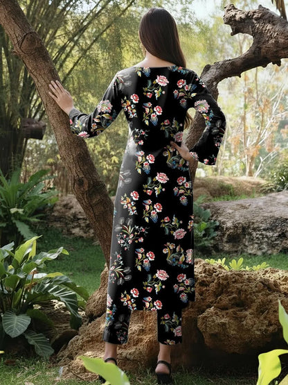 Black Printed Dobby Lawn 3Pcs Shirt Trouser Set - image 3