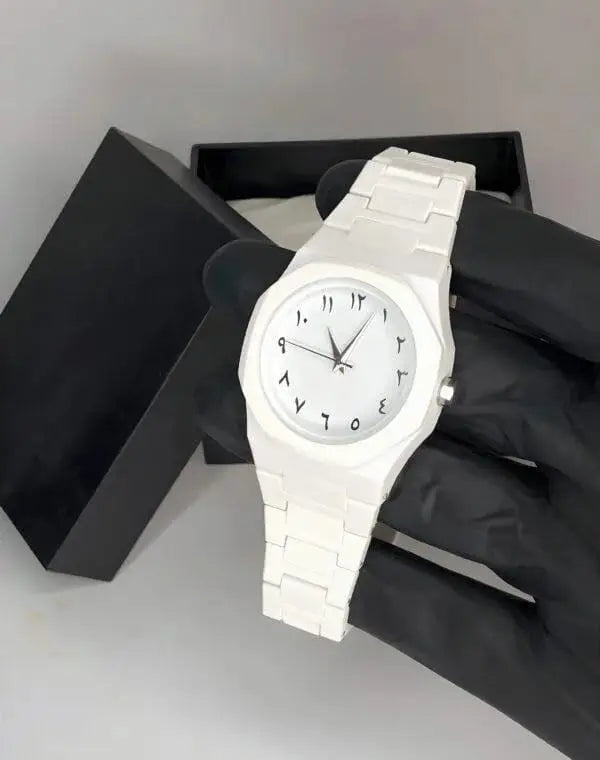 Men's Carbon Fiber White Arabic Dial Watch - image 4