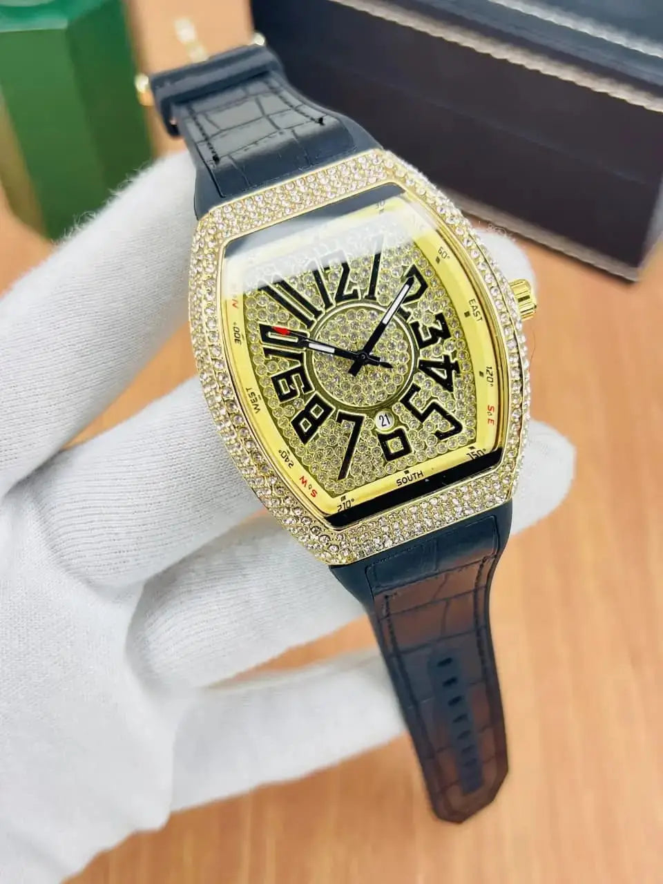 Men's Luxury Fashion Watch with Working Date & Textured Strap - Multicolor - image 1