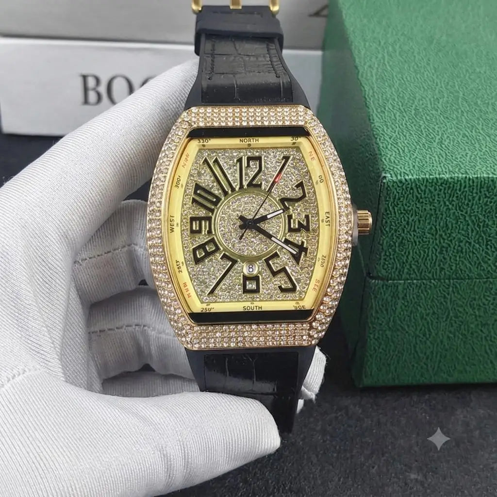 Men's Luxury Fashion Watch with Working Date & Textured Strap - Multicolor - image 3