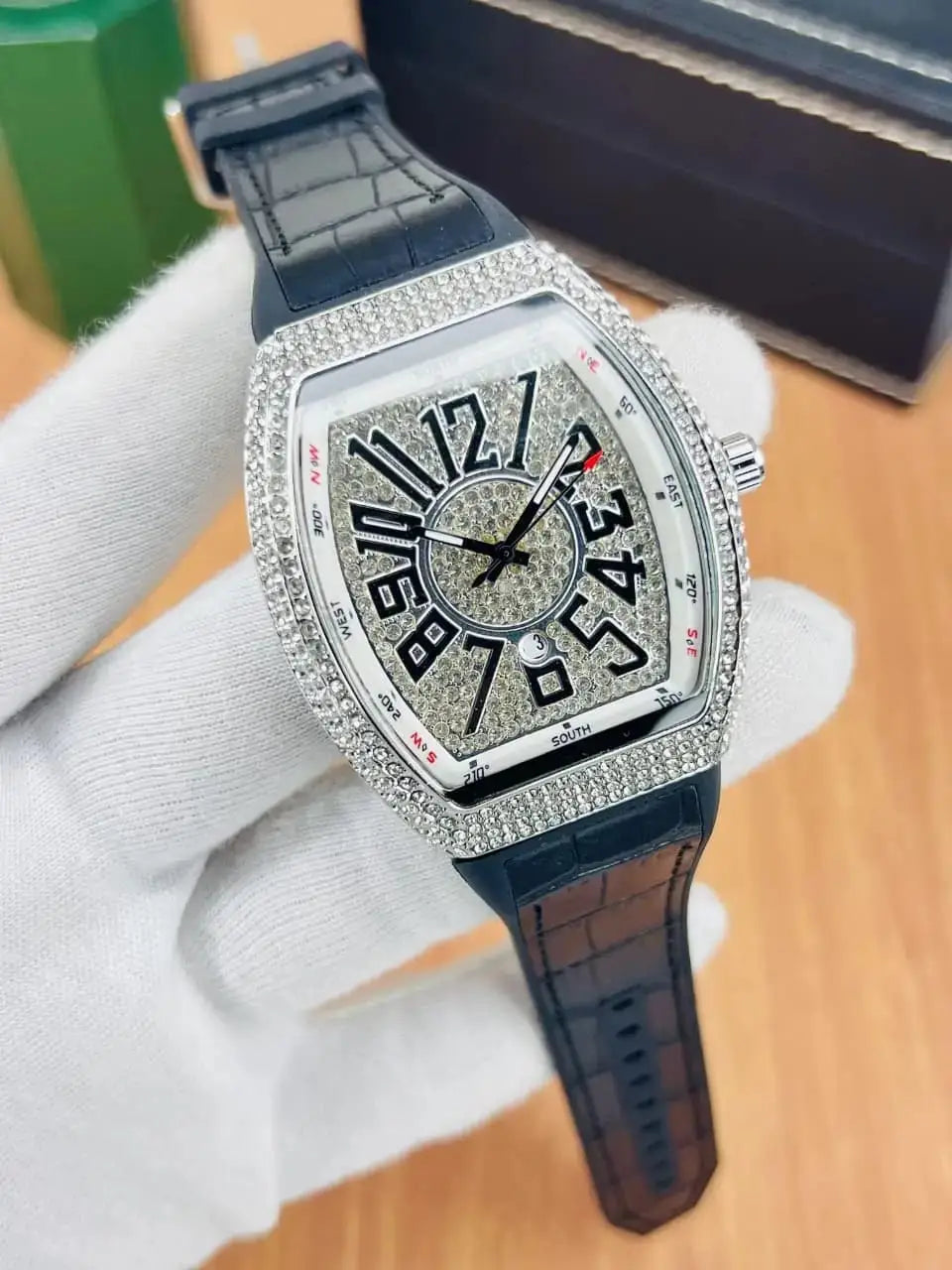 Men's Luxury Fashion Watch with Working Date & Textured Strap - Black - image 3