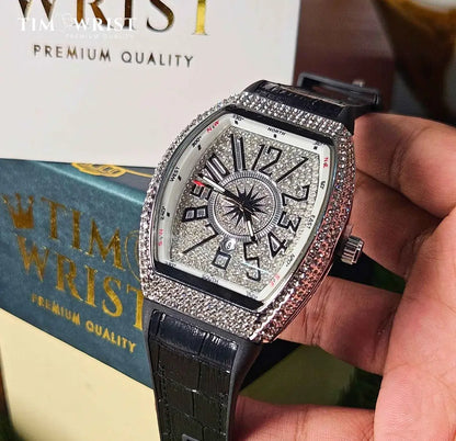 Men's Luxury Fashion Watch with Working Date & Textured Strap - Black - image 8