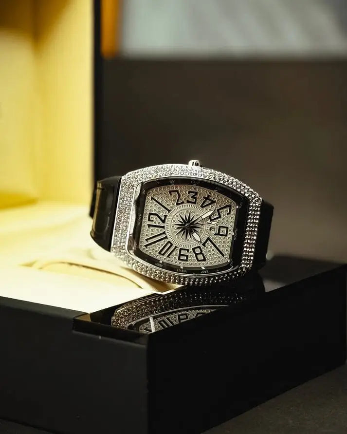 Men's Luxury Fashion Watch with Working Date & Textured Strap - Black - image 9