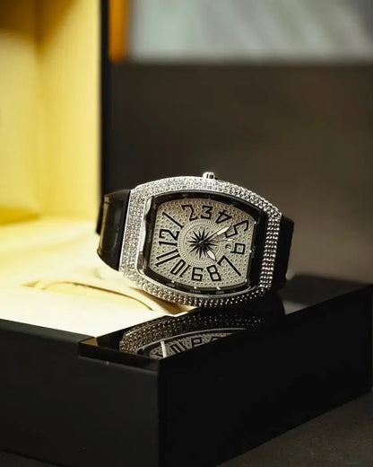 Men's Luxury Fashion Watch with Working Date & Textured Strap - Black - image 9