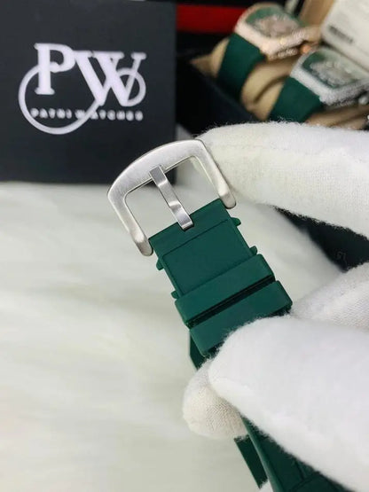 Men's Luxury Fashion Watch with Working Date & Textured Strap - Green - image 3