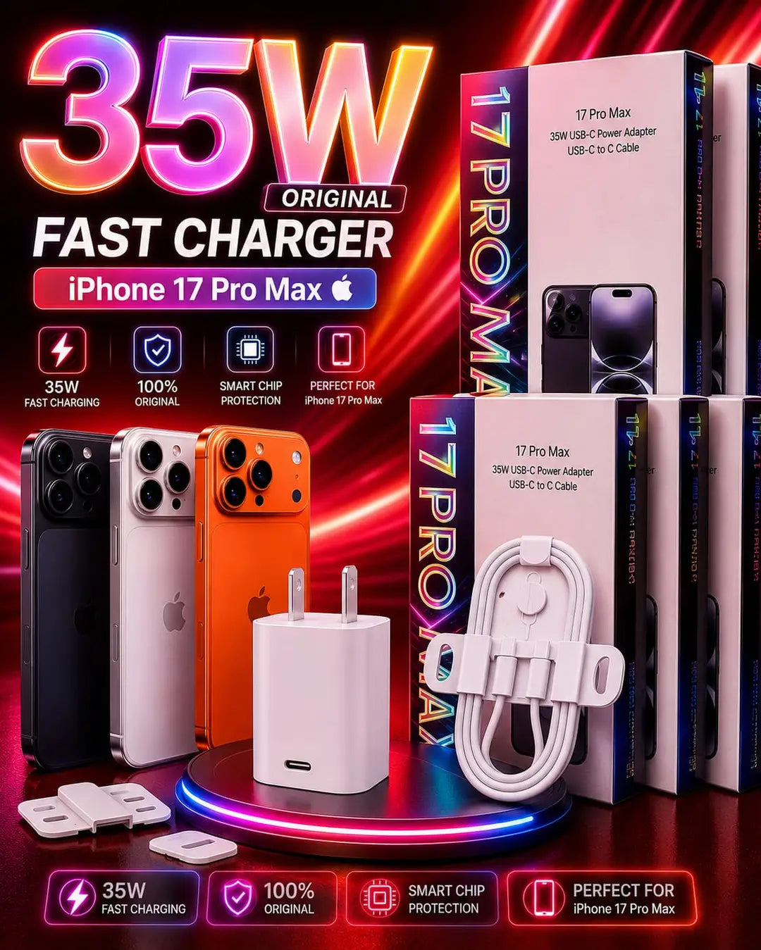 Elegant White 35W 2 Pin PD Adapter with Data Cable - image 1