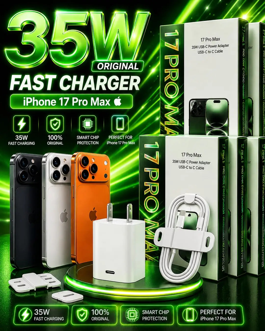 Elegant White 35W 2 Pin PD Adapter with Data Cable - image 2