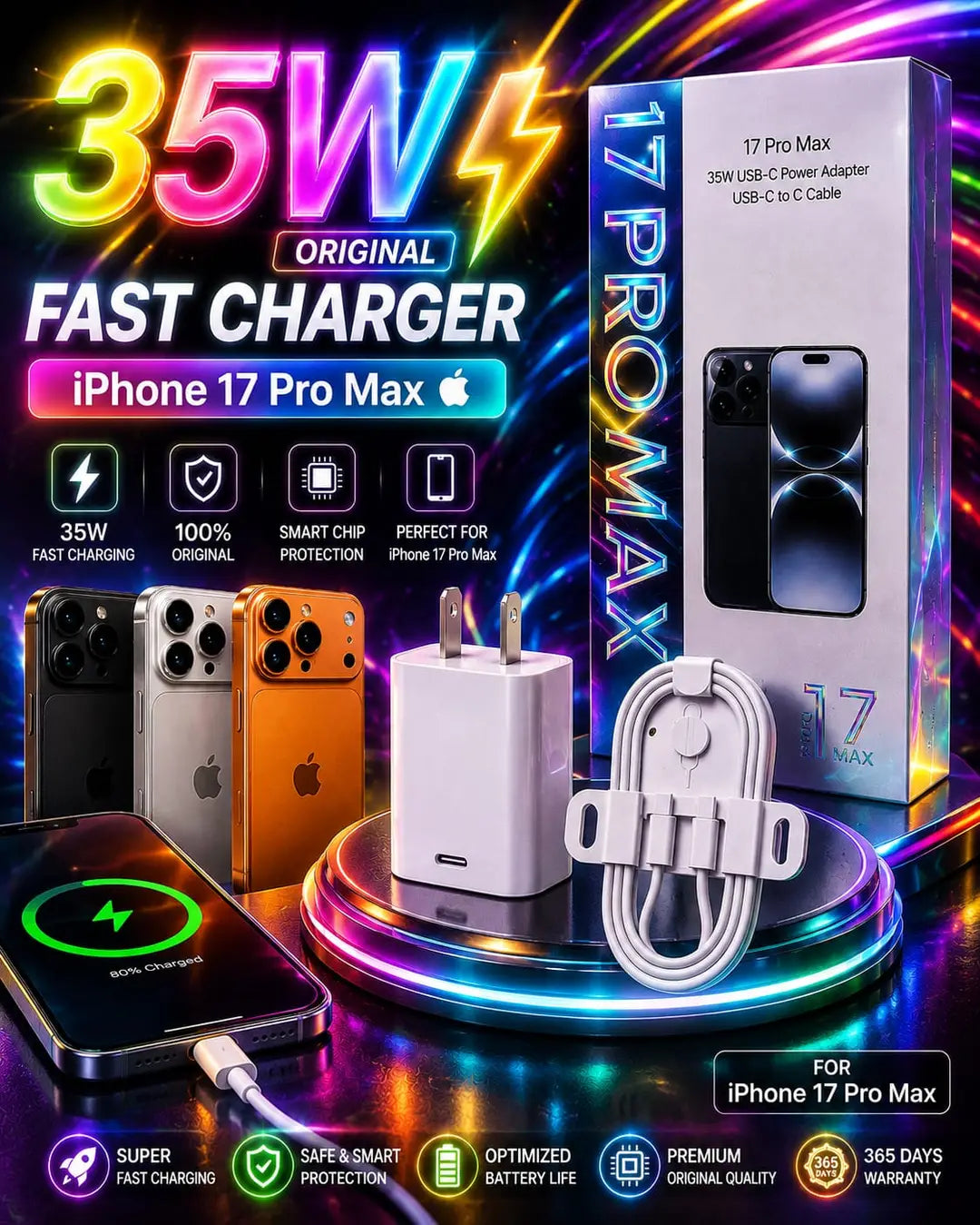 Elegant White 35W 2 Pin PD Adapter with Data Cable - image 5
