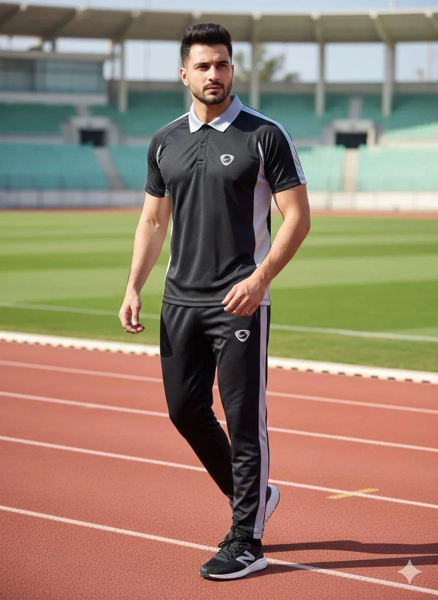 Men Dri Fit Track Suit Black White - image 1