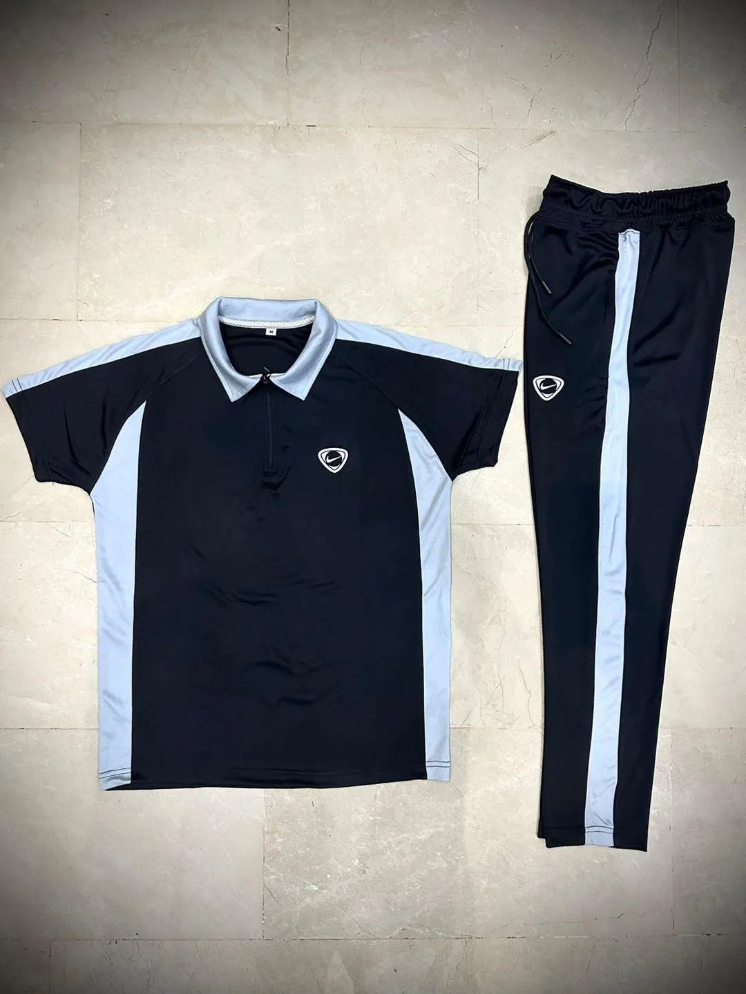 Men Dri Fit Track Suit Black White - image 2
