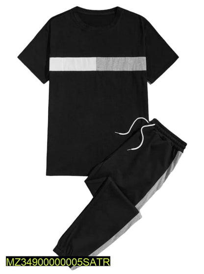 Black Printed Track Suit 2-Piece Set for Men - image 4