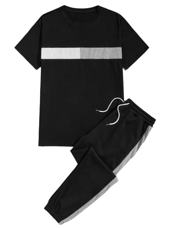Black Printed Track Suit 2-Piece Set for Men - image 1