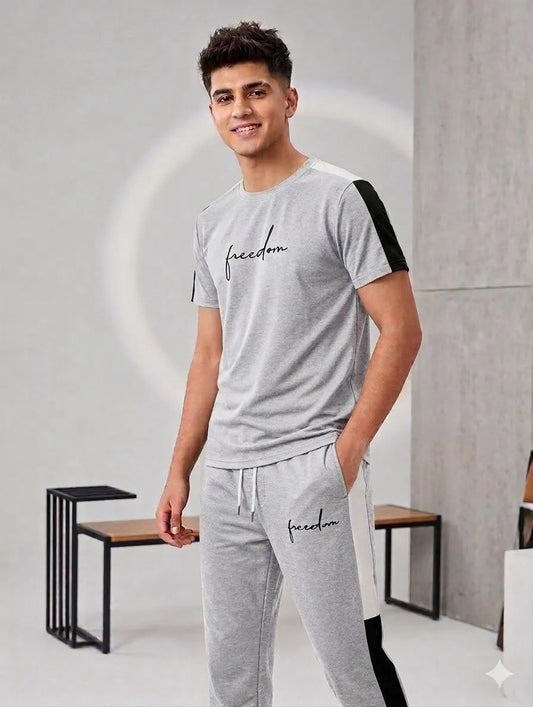 2 Pcs Men's Polyester Freedom Printed Track Suit - image 1