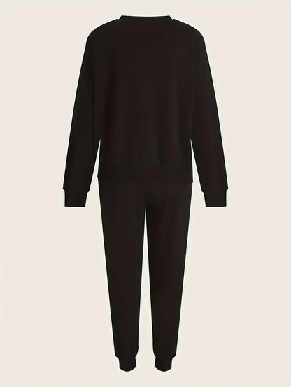 Black Queen Graphic Fleece Tracksuit Set for Women - image 3
