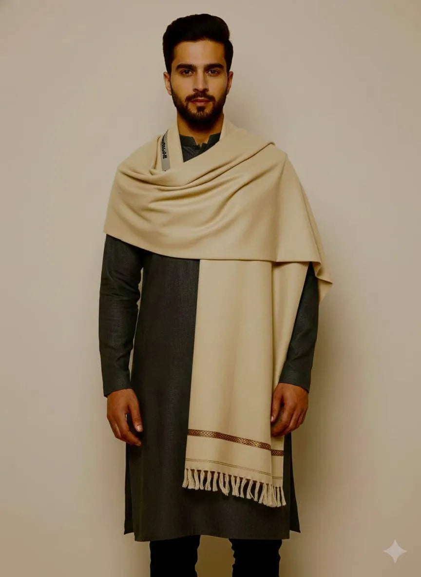 Men Wool Plain Shawl Yellow Winter Shaadi Party Wear - image 1