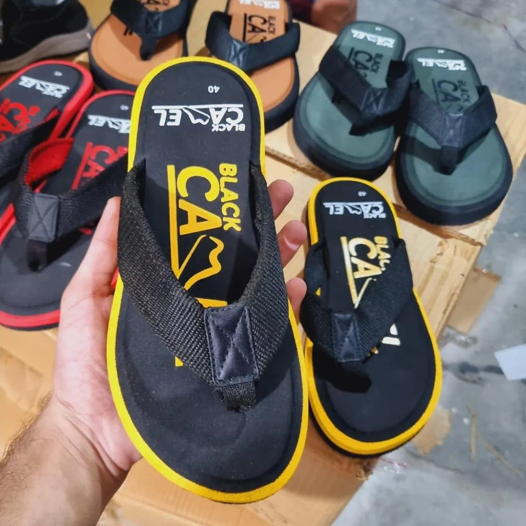 Men Black Yellow EVA Flip Flops Summer Casual - image 9