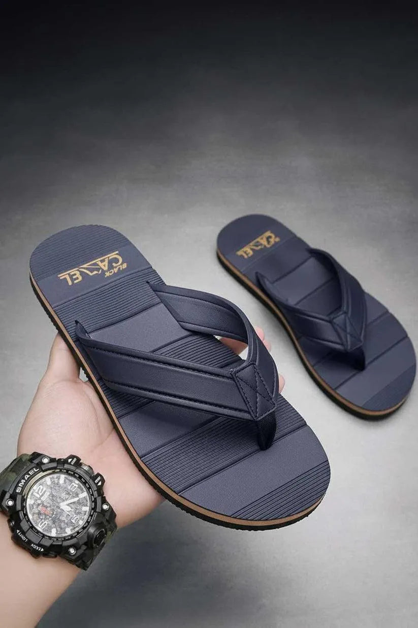 Men Blue Textured Casual Flip Flops Lightweight Comfortable - image 1