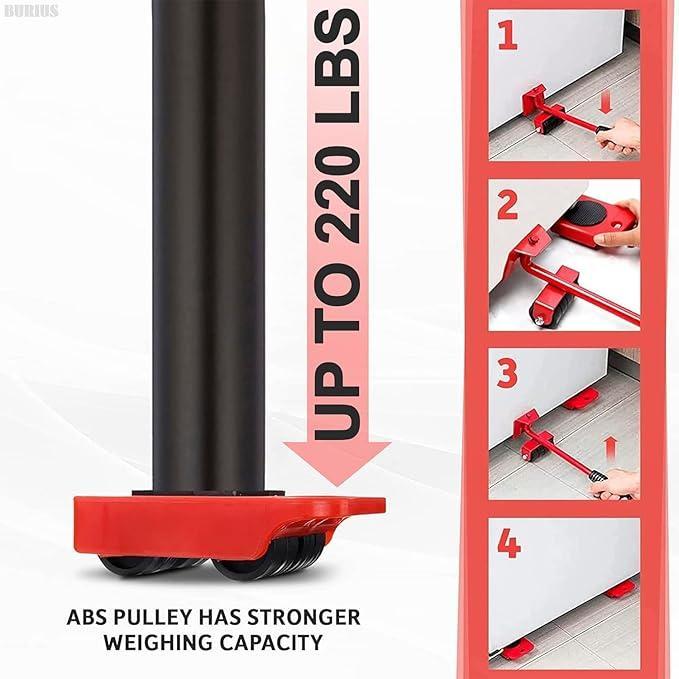 Red Metal Furniture Mover Tool Set - image 5