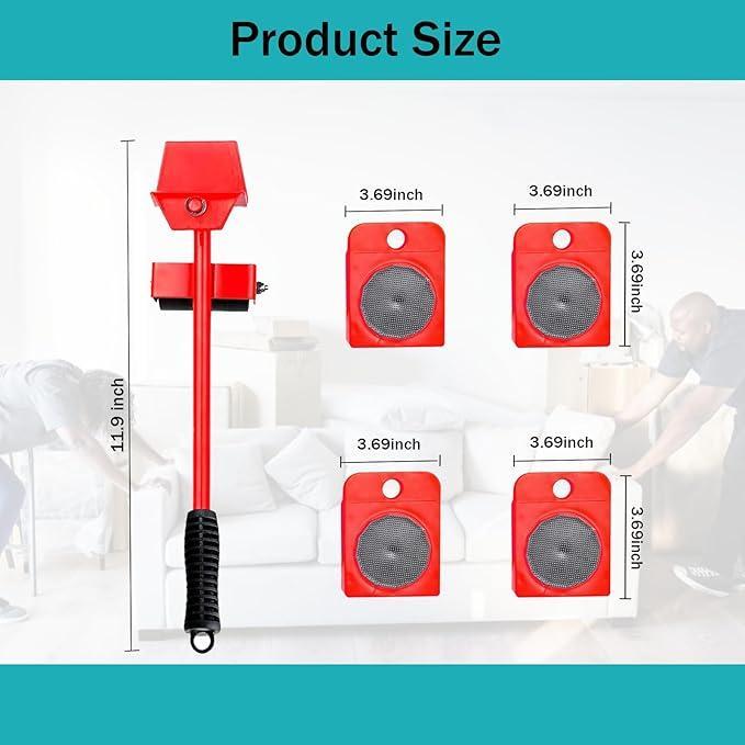 Red Metal Furniture Mover Tool Set - image 6