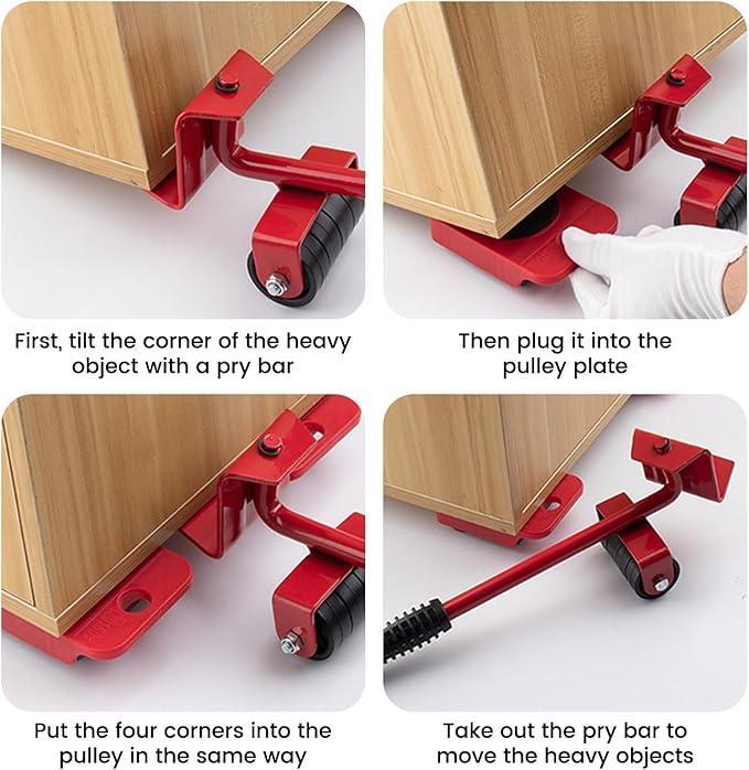 Red Metal Furniture Mover Tool Set - image 7