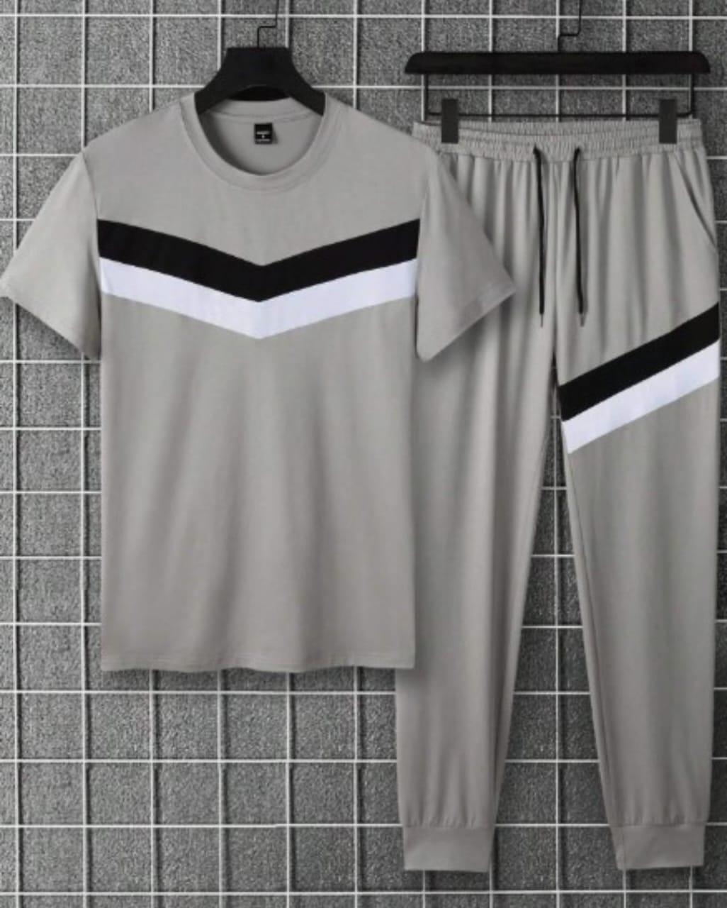 Men's Grey Micro Track Suit Black White Stripe S to XL - image 2