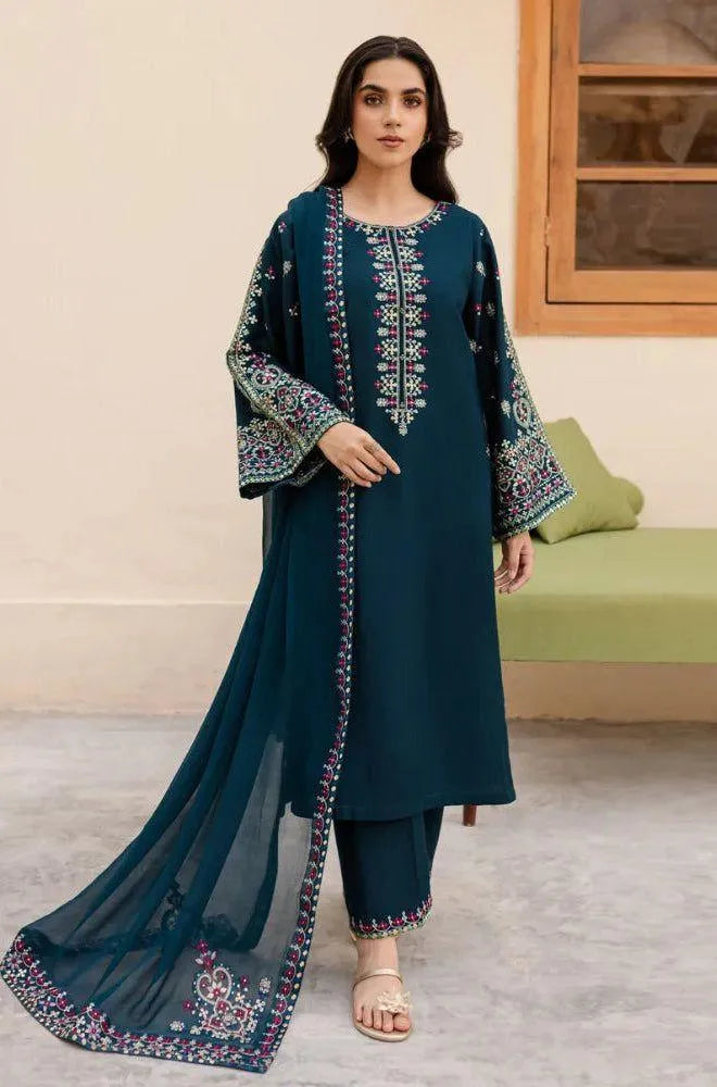 Embroidered Lawn Shirt with Printed Trouser & Diamond Dupatta - image 1