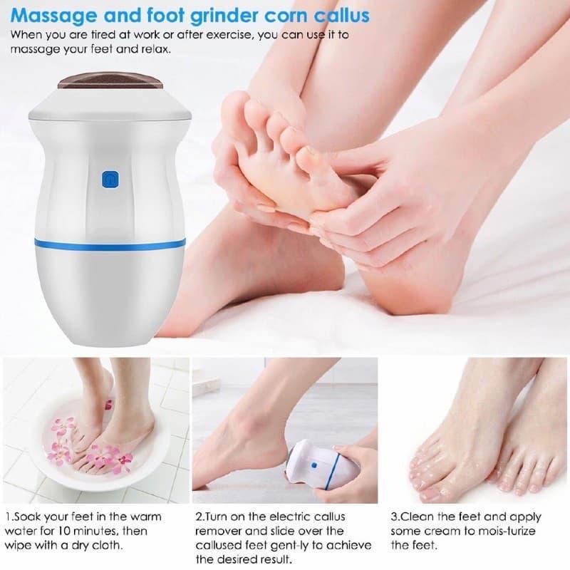 Electric Foot Grinder White Blue Cordless ABS - image 3